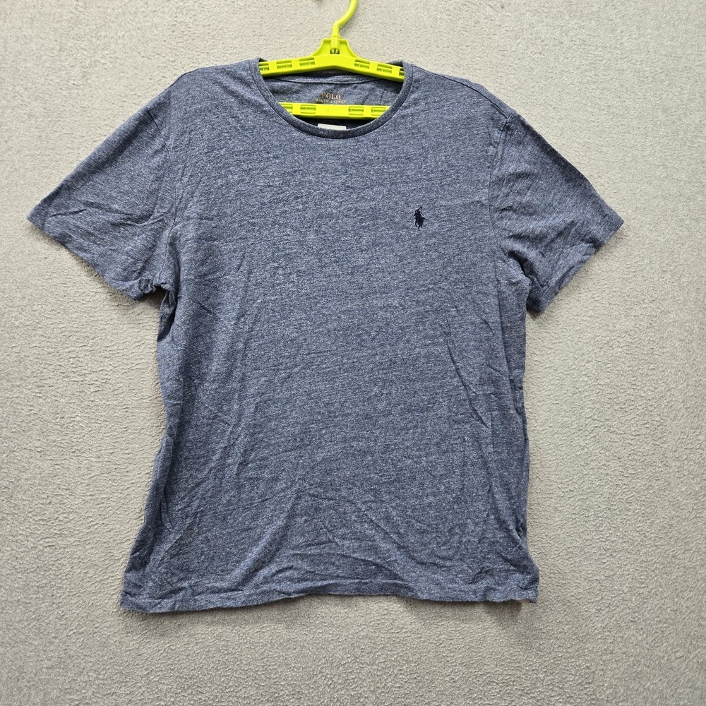 Polo Ralph Lauren Men Shirt L Blue Custom Slim Fit Logo Embroidered Short Sleeve